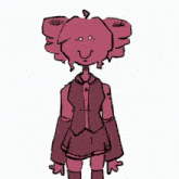 a cartoon drawing of a girl with many different faces on her head