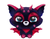 a cartoon drawing of a black and red animal with bat wings