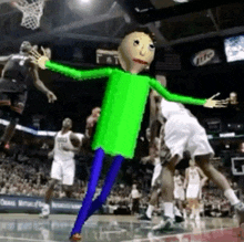 a basketball game is being played in a stadium with a miller lite sign in the background