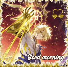 a good morning card with a picture of a man