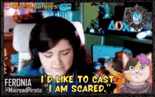 a girl with headphones says " i 'd like to cast "