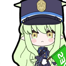 a cartoon drawing of a girl in a police uniform