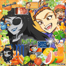 a collage of anime characters with the word bffs in the center