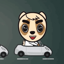 a cartoon of a bear driving a car