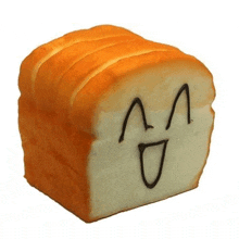 a slice of bread with a smiley face drawn on it .