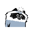 a cartoon drawing of a raccoon with a circle on its head .