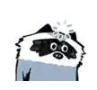 a cartoon drawing of a raccoon with a circle on its head .