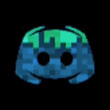 a pixel art drawing of a discord icon with a smiley face on it .
