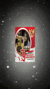 a picture of a woman on a poster that says 79 republik indonesia