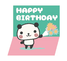happy birthday birthday panda flower card