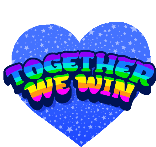 Together We Win Heart Sticker - Together We Win Heart Rainbow Stickers