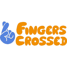 fingers crossed blue fingers crossed next to fingers crossed in yellow bubble letters i hope so hopefully crossed fingers