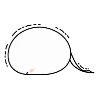 a black and white drawing of a speech bubble with a tail on a white background .