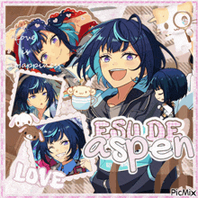 a collage of anime characters with the name jesude aspen