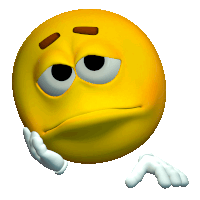 a yellow cartoon smiley face with a sad look on his face