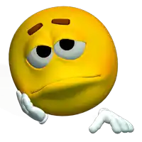 a yellow cartoon smiley face with a sad look on his face