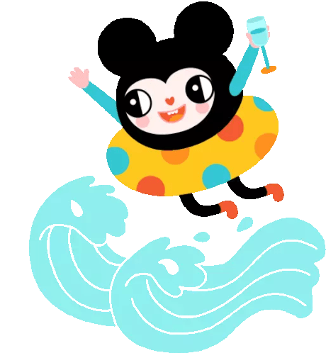 Cute Critter Jumping Waves Wearing A Float Sticker - We Lovea Holiday Summer Fun Riding The Waves Stickers