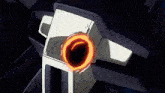 a close up of a robot with a black hole in the middle of it 's chest .