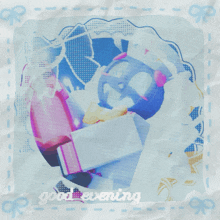 a paper with a picture of a person and the words good evening written on it