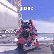 a video game character with the word guxue on the bottom right