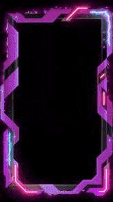 a dark background with a purple neon frame