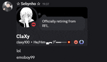 a screenshot of a chat between sebaynho and claxy