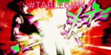 a cartoon of a person with #tablegum written on the bottom right