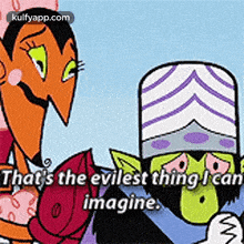 a cartoon character is talking to another cartoon character .
