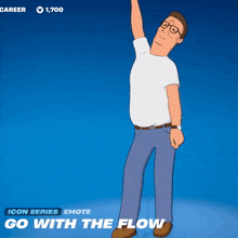 a cartoon of king of the hill says go with the flow on the bottom