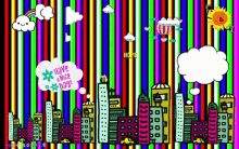 a cartoon drawing of a city with the words have a nice day on it