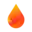 a blurred image of a red and orange drop of blood on a white background .