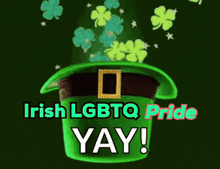 an irish lgbtq pride poster with a green leprechaun hat