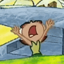 a cartoon character is screaming with her mouth open