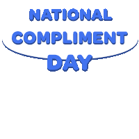 a poster for national compliment day with two blue figures and a red heart