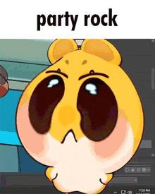 a cartoon of a hamster with the words party rock on top