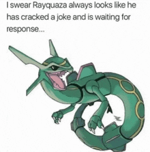 i swear rayquaza looks like he has cracked a joke and is waiting for response