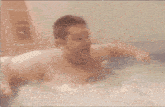 a man is laying in a bathtub with the words much better below him