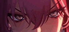 a close up of a girl 's face with red hair and a headband .