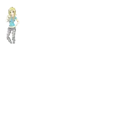 a pixel art of a girl in a blue shirt