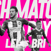 two soccer players on a pink background that says lee vs bri