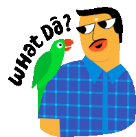 Ashok Bewilderedly Looks At A Parrot With Caption "Who?" In Hindi Sticker