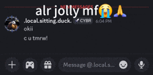 a screenshot of a message from alr jolly mff