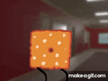 a cartoon drawing of a piece of cheese with a hole in the middle and the words make a gif.com below it