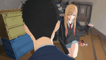 a man and a girl are standing next to each other