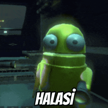 a video game character with the word halasi on the bottom right