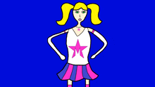 a cartoon drawing of a girl with a star on her chest