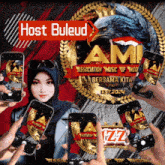 a group of people holding up their phones in front of a logo that says ami