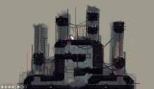 a screenshot of a video game shows a large building with a few circles around it