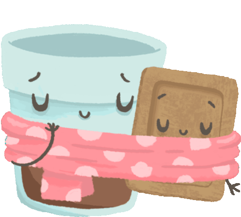 Chai And Biscuit Cuddle In A Scarf Sticker - Chai And Biscuit Coffee Biscuit Stickers