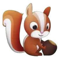 a cartoon squirrel with a nut in its paw